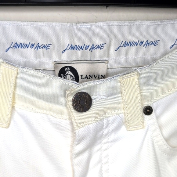 Rare Lanvin ❤️ Acne Collab Ribbon Waist White‎ Straight Leg Jeans Size 27 - Picture 6 of 9